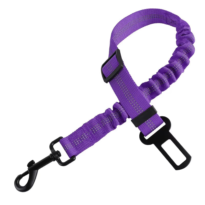 Adjustable Pet Car Seat Belt – Reflective Safety Clip & Elastic Leash for Dogs & Cats