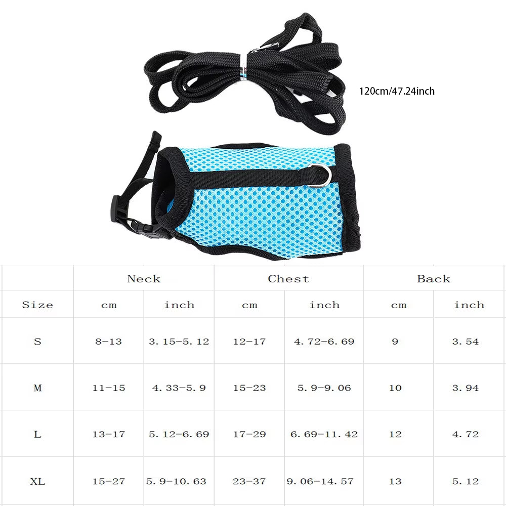 Multi-Color Breathable Pet Carrier Vest – Adjustable Soft Harness & Elastic Leash Set for Rabbits