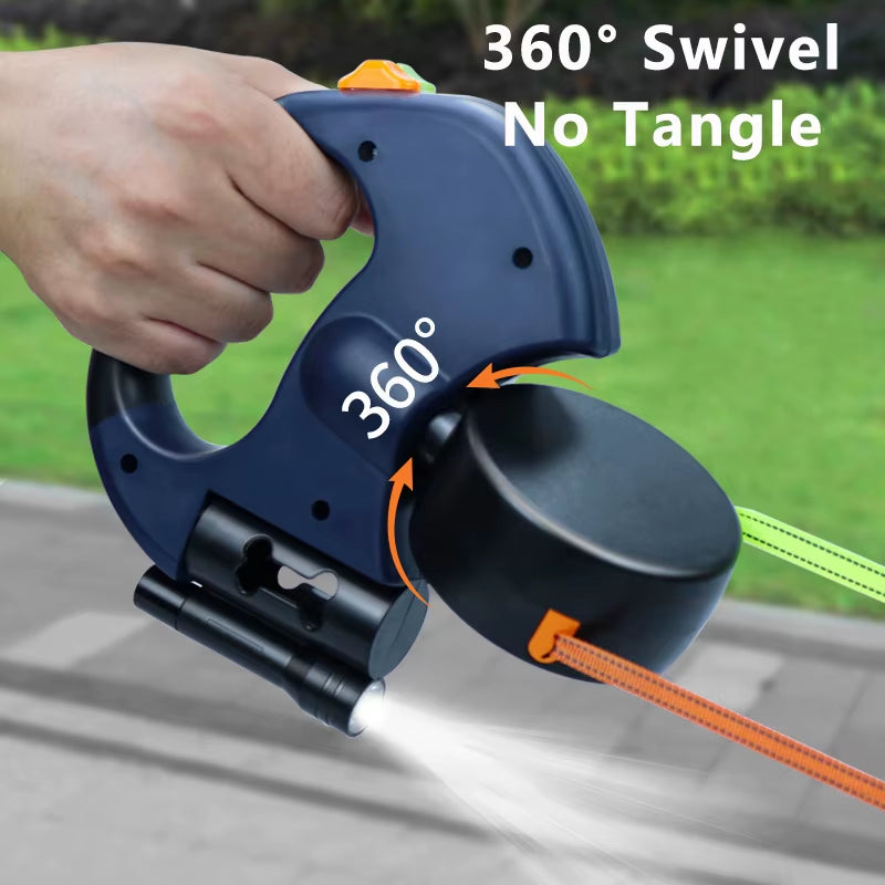 Retractable Dual Dog Leash with LED Light – Tangle-Free, Independent Braking & Reflective 3M Leads