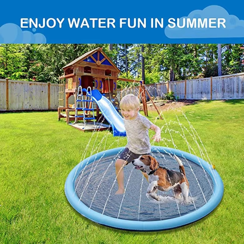 Inflatable Pet Swimming Pool & Cooling Mat – Outdoor Water Sprinkler Toy for Dogs, 150/170cm