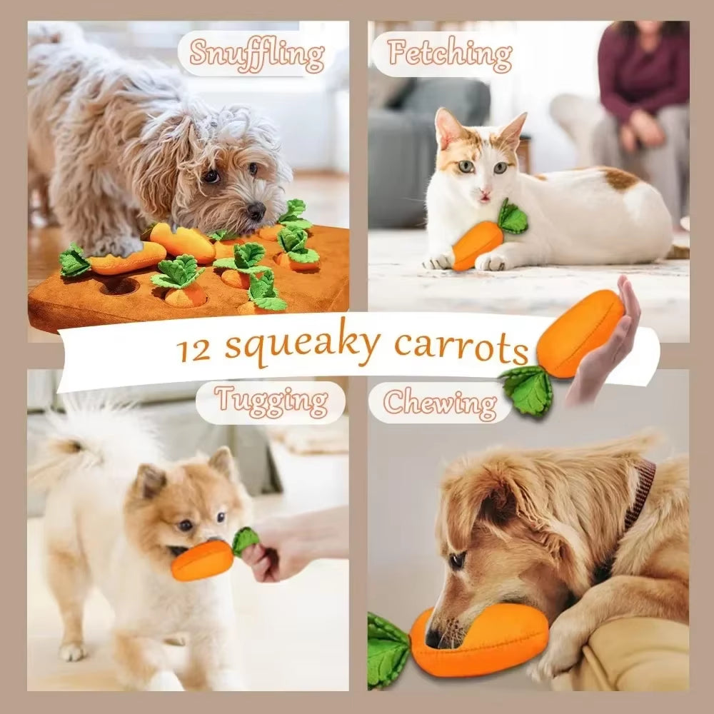 Carrot Snuffle Puzzle Mat – Interactive Chew Toy for Dogs & Cats, 12 Carrots Included