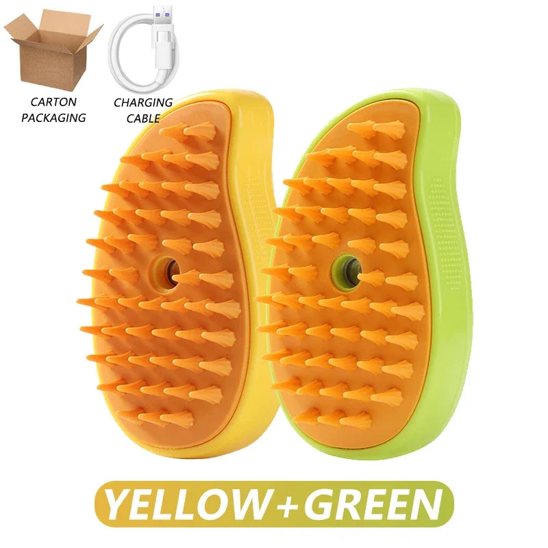3-in-1 Electric Pet Steamy Brush – Grooming, Hair Removal & Massage Comb for Dogs & Cats
