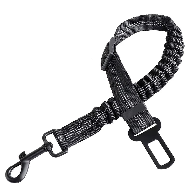 Adjustable Pet Car Seat Belt – Reflective Safety Clip & Elastic Leash for Dogs & Cats