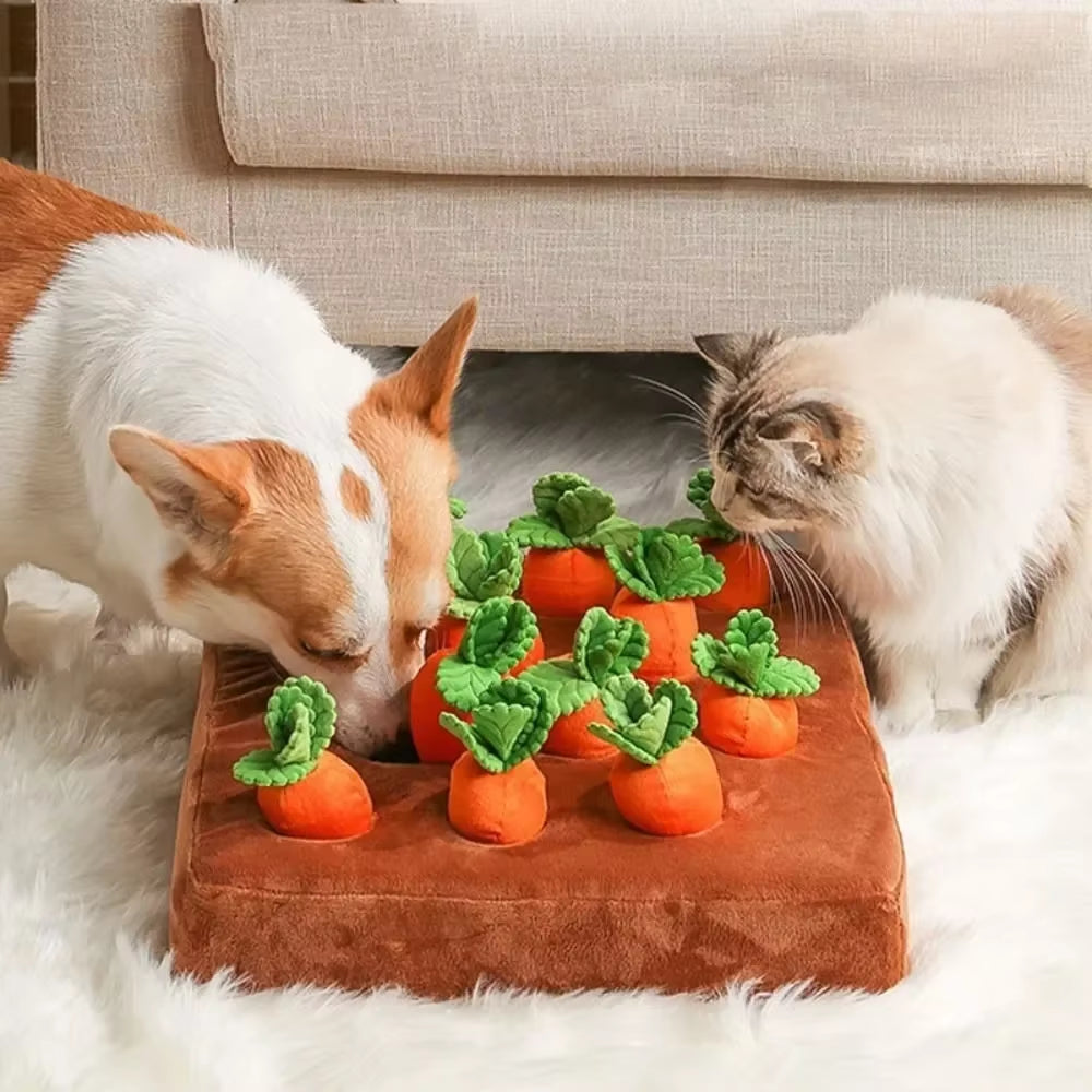 Carrot Snuffle Puzzle Mat – Interactive Chew Toy for Dogs & Cats, 12 Carrots Included