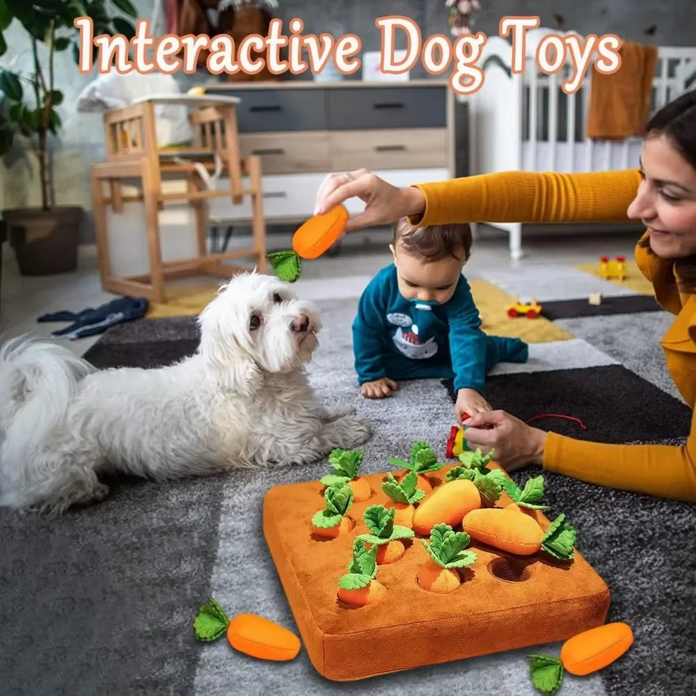 Carrot Snuffle Puzzle Mat – Interactive Chew Toy for Dogs & Cats, 12 Carrots Included