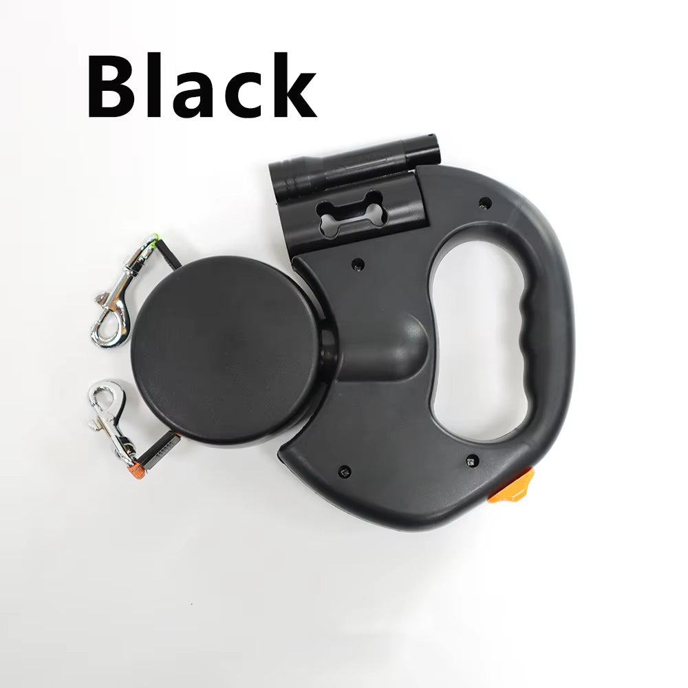 Retractable Dual Dog Leash with LED Light – Tangle-Free, Independent Braking & Reflective 3M Leads