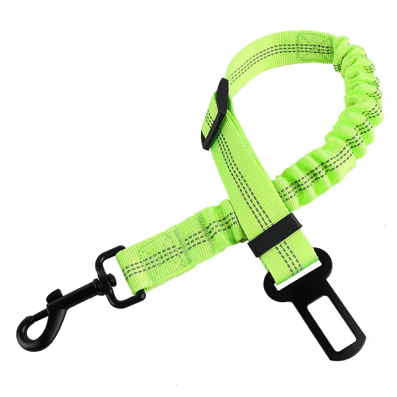Adjustable Pet Car Seat Belt – Reflective Safety Clip & Elastic Leash for Dogs & Cats