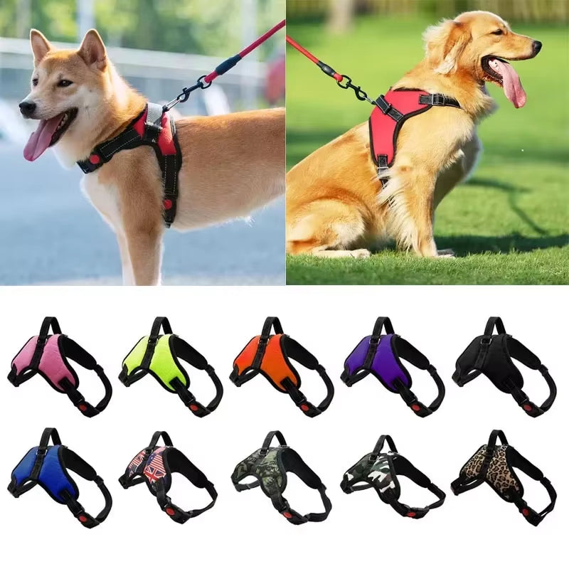 Adjustable Dog Harness Vest – Reflective Leash & 150cm Strong Traction Rope for Small & Large Dogs