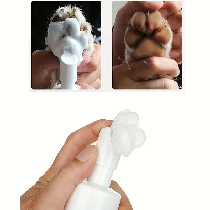 150ML No-Rinse Pet Paw Cleaner – Herbal Foam Wash with Silicone Massage Brush