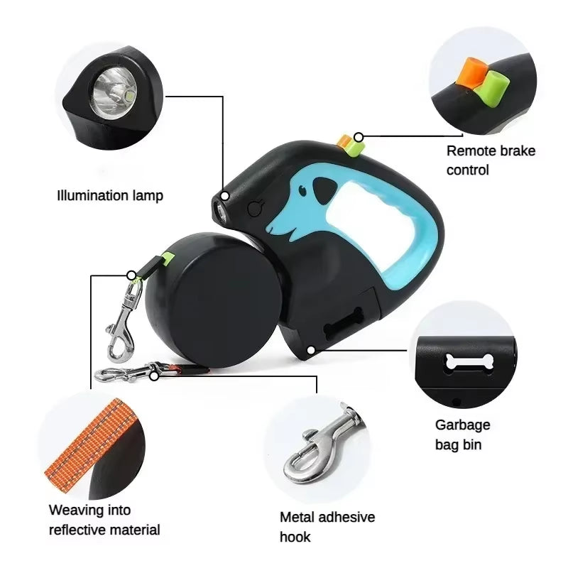 Portable Rotating Double Dog Leash – Retractable 2-Dog Walking Gear, Light & Convenient