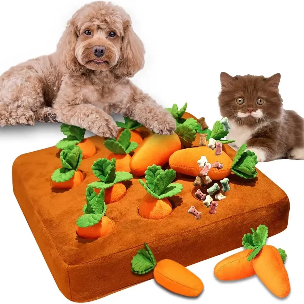 Carrot Snuffle Puzzle Mat – Interactive Chew Toy for Dogs & Cats, 12 Carrots Included