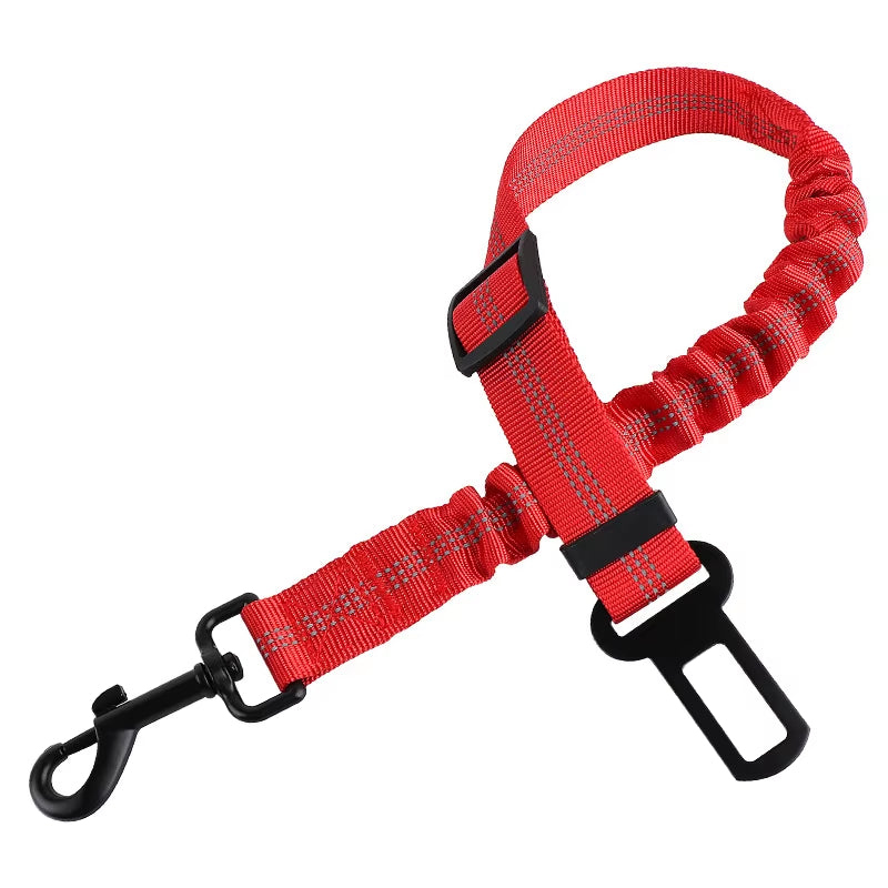 Adjustable Pet Car Seat Belt – Reflective Safety Clip & Elastic Leash for Dogs & Cats