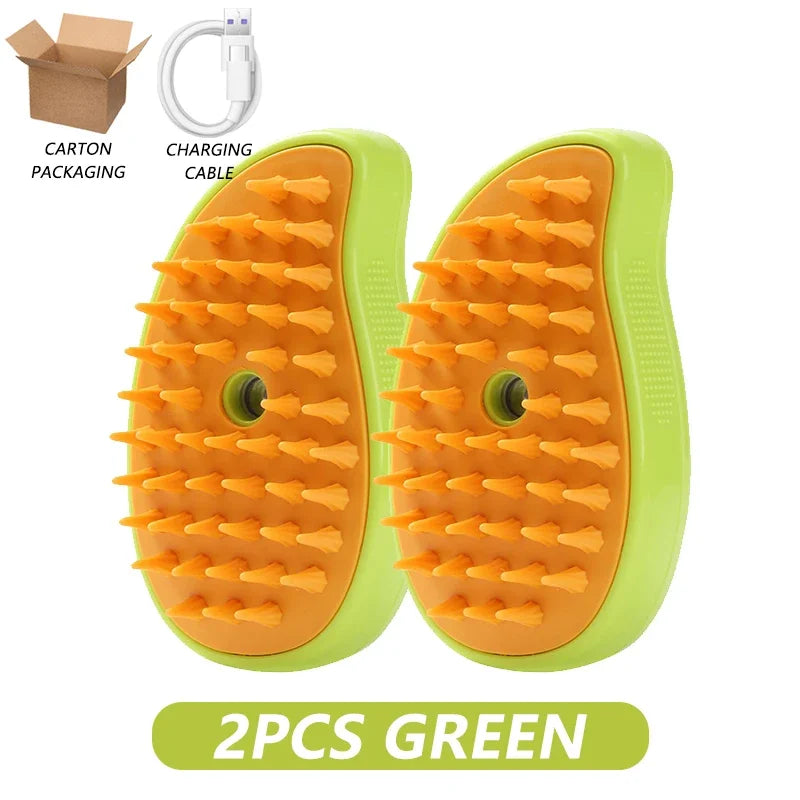 3-in-1 Electric Pet Steamy Brush – Grooming, Hair Removal & Massage Comb for Dogs & Cats