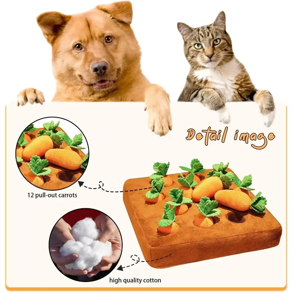 Carrot Snuffle Puzzle Mat – Interactive Chew Toy for Dogs & Cats, 12 Carrots Included