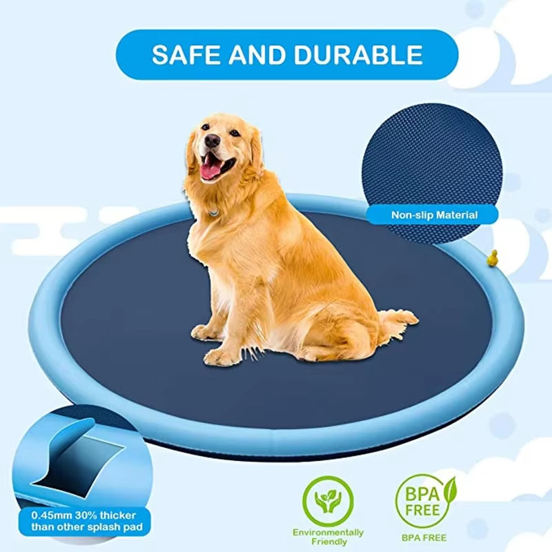 Inflatable Pet Swimming Pool & Cooling Mat – Outdoor Water Sprinkler Toy for Dogs, 150/170cm
