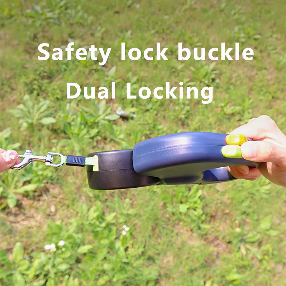 Retractable Dual Dog Leash with LED Light – Tangle-Free, Independent Braking & Reflective 3M Leads