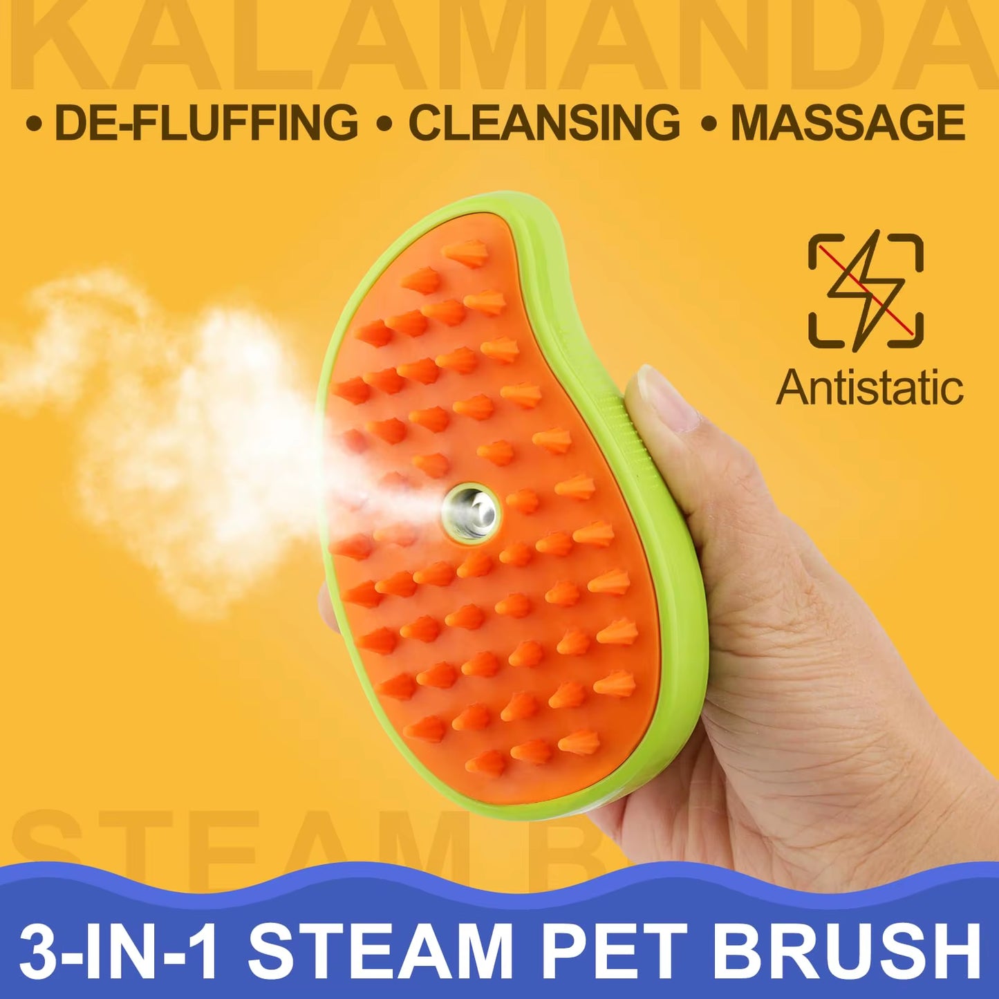 3-in-1 Electric Pet Steamy Brush – Grooming, Hair Removal & Massage Comb for Dogs & Cats