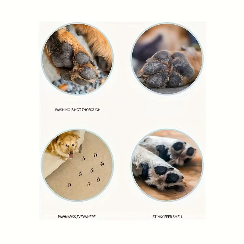 150ML No-Rinse Pet Paw Cleaner – Herbal Foam Wash with Silicone Massage Brush