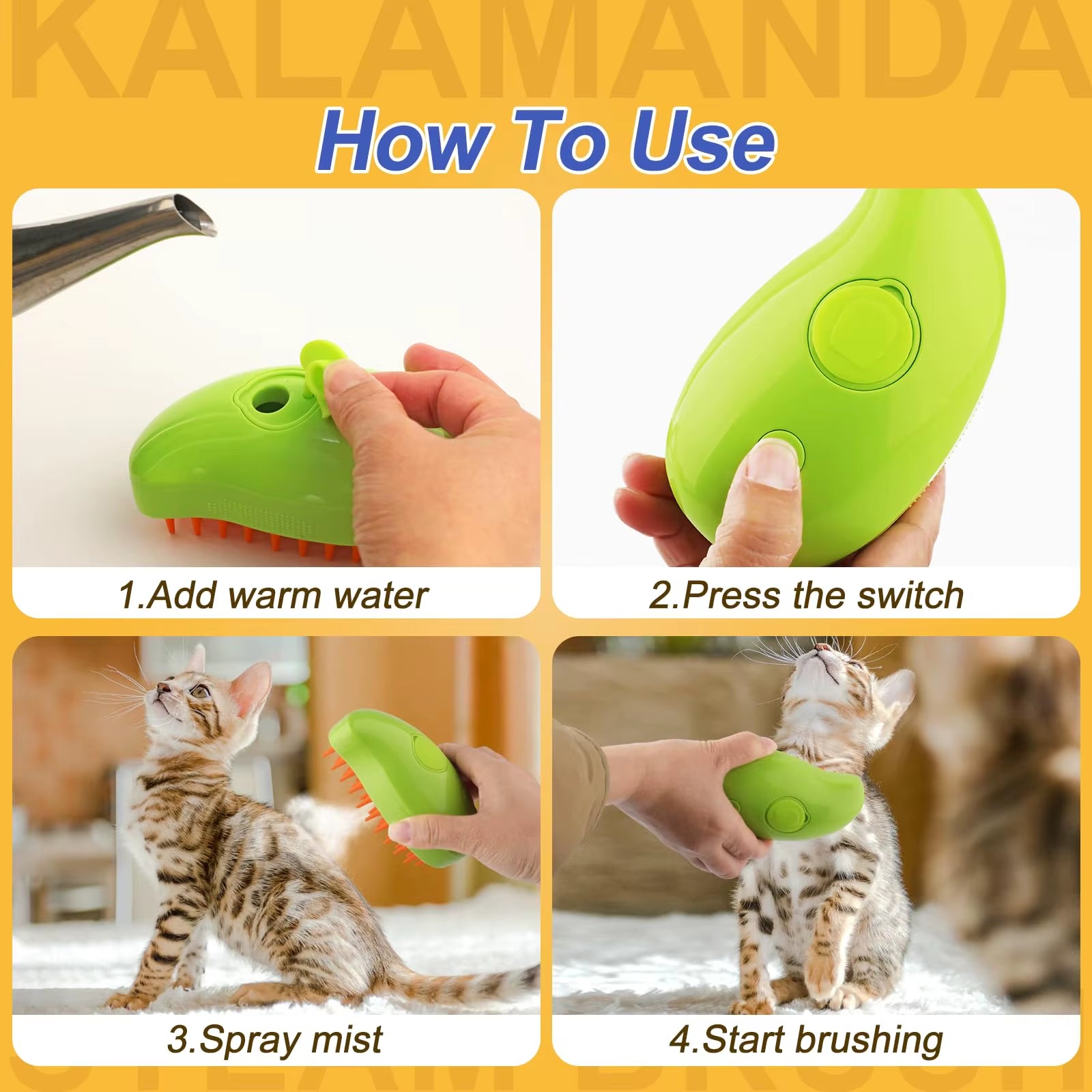 3-in-1 Electric Pet Steamy Brush – Grooming, Hair Removal & Massage Comb for Dogs & Cats