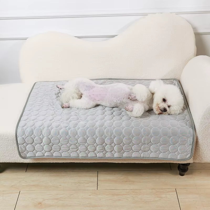 Cool Ice Silk Pet Mat – Summer Sleeping Pad for Dogs, Cats & Small Animals, 5 Sizes