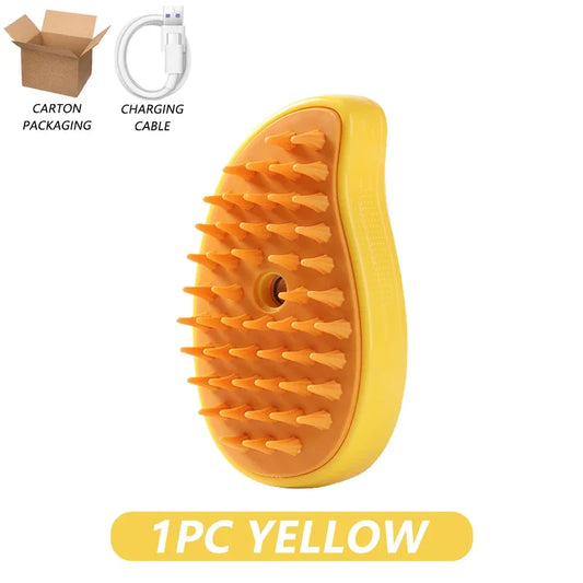 3-in-1 Electric Pet Steamy Brush – Grooming, Hair Removal & Massage Comb for Dogs & Cats
