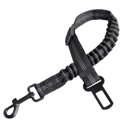 Adjustable Pet Car Seat Belt – Reflective Safety Clip & Elastic Leash for Dogs & Cats