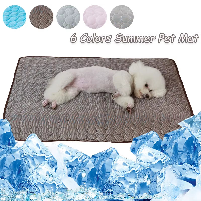 Cool Ice Silk Pet Mat – Summer Sleeping Pad for Dogs, Cats & Small Animals, 5 Sizes