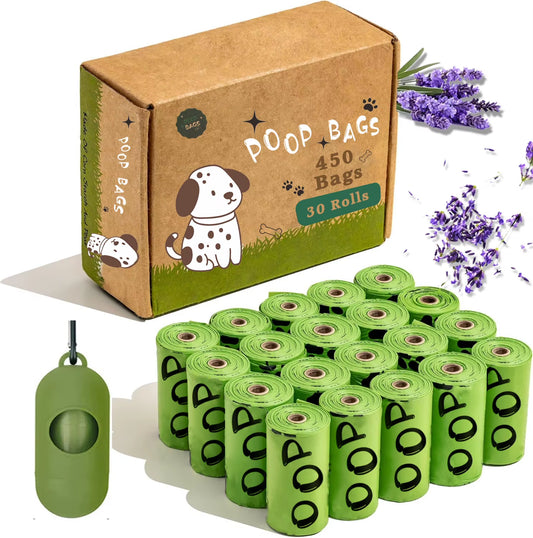 Lavender Scented Biodegradable Dog Poop Bags – Extra Thick & Leakproof with Dispenser