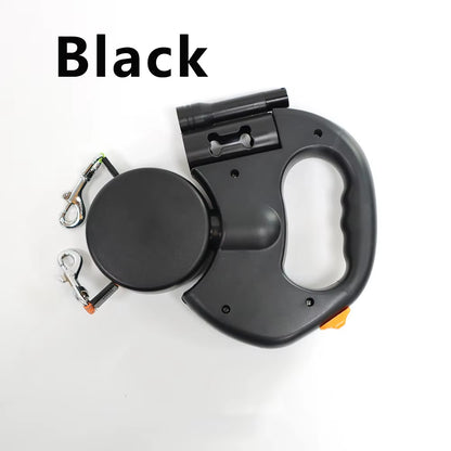 Retractable Dual Dog Leash with LED Light – Tangle-Free, Independent Braking & Reflective 3M Leads