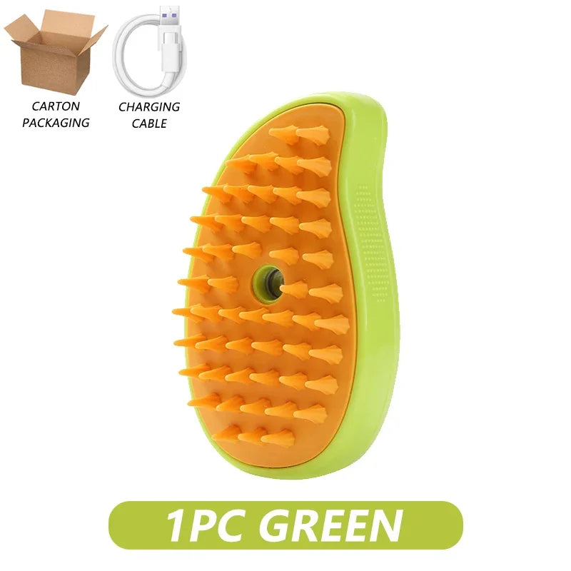 3-in-1 Electric Pet Steamy Brush – Grooming, Hair Removal & Massage Comb for Dogs & Cats