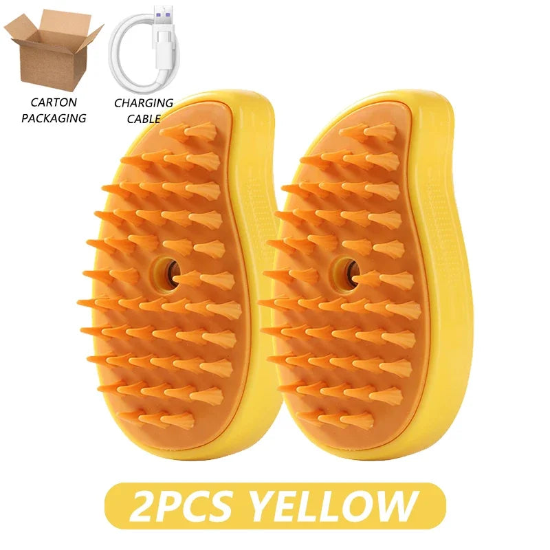 3-in-1 Electric Pet Steamy Brush – Grooming, Hair Removal & Massage Comb for Dogs & Cats