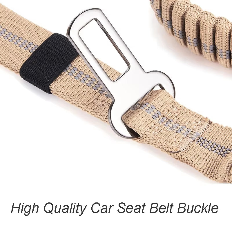 Reflective Shock Absorbing Dog Leash – Heavy Duty Tactical Bungee with Car Seatbelt for Large Dogs