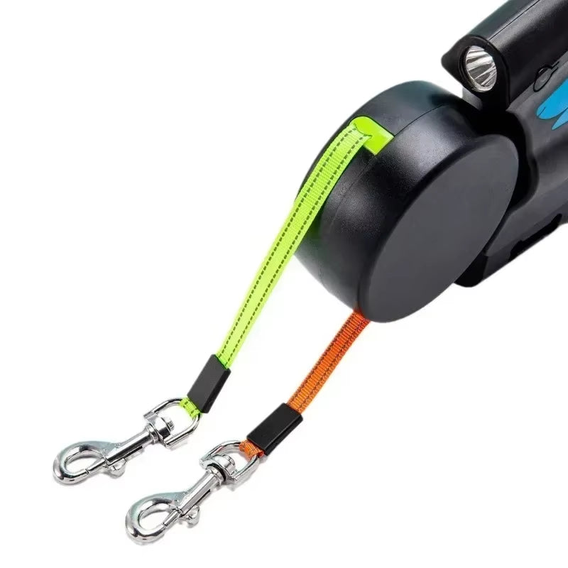 Portable Rotating Double Dog Leash – Retractable 2-Dog Walking Gear, Light & Convenient